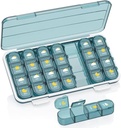 Pill Organizer 4 Mal ein Tag, Pille Box 4 mal ein Tag 7 Tag - Acedada Wöchentliche Medizin Box Organizer mit separatem Fall, Portable Daily Pill Container Dispenser für Vitamin, Fischöle, Beilagen, Blau
