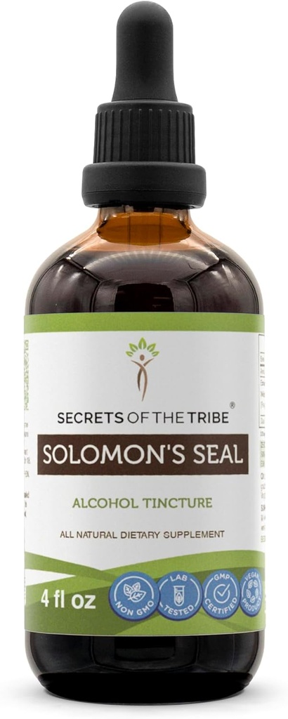 Secrets of the Tribe Solomon s Seal Tincture Alkohol Extrakt, hochkarätige Kräutertropfen, Tinktur aus Wildcrafted Solomon's Seal Polygonatum Respiratory System Gesundheit 4 Unze