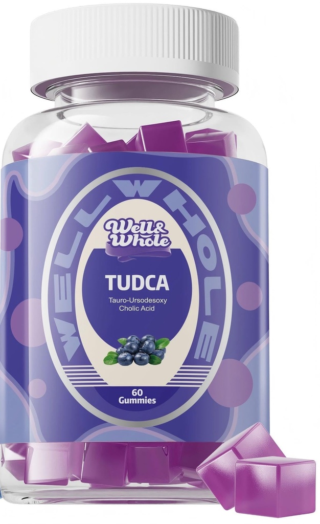 Well&Whole Bile Salts Supplement TUDCA Gummies 1000mg + Milk Distle 500mg - Klinisch untersuchte Leberunterstützung für Detox & Verdauung - Vegan, Non-GMO - 60 Count s