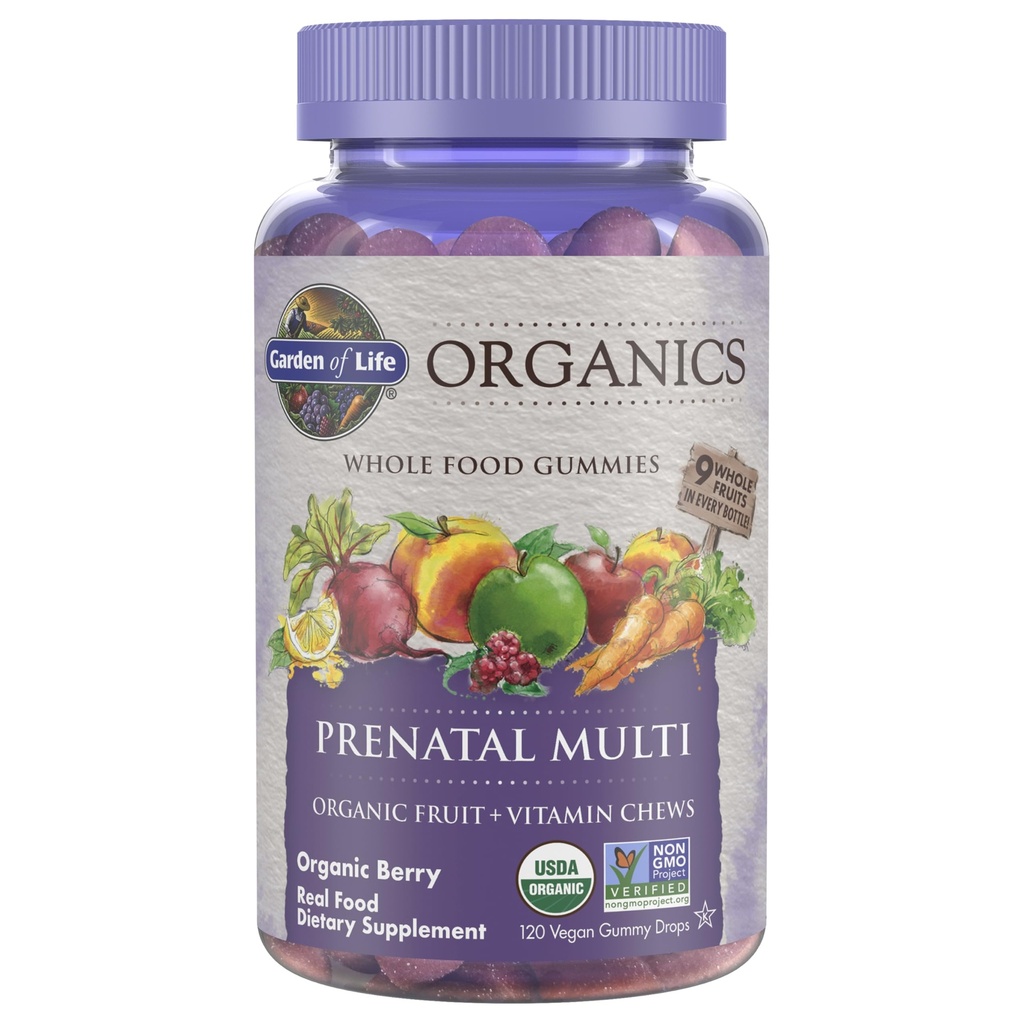 Garten des Lebens Bios Pränatale Gummie Multivitamin mit Vitamin D3, B6, B12, C & Folate für gesunde female Entwicklung – Bio, Non-GMO, Glutenfrei, Vegan, Berry Flavor, 30 Tage Versorgung
