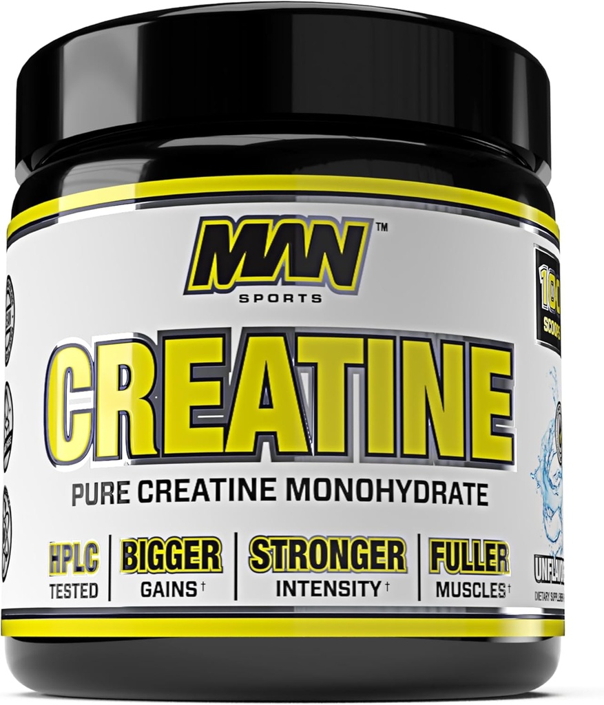 Man Sports 100% reines Kreatin Monohydrat-Pulver, Neutral, 500 Gramm - 100 Portionen