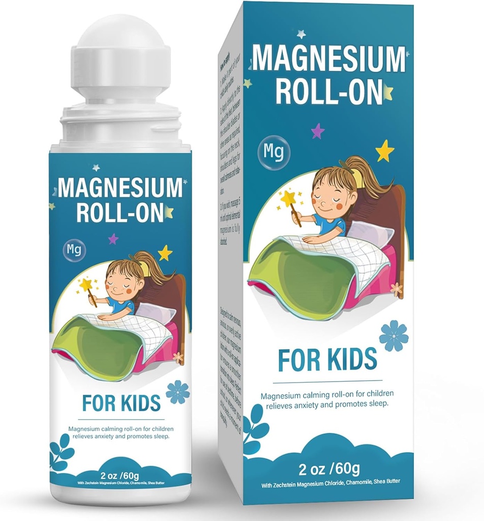 Lotion de magnésium pour les enfants, Rouleau de magnésium pour le sommeil et le calme - Aidez les enfants à calmer et à dormir, Crème de magnésium topique - Soutenir une humeur équilibrée, coucher et nuit