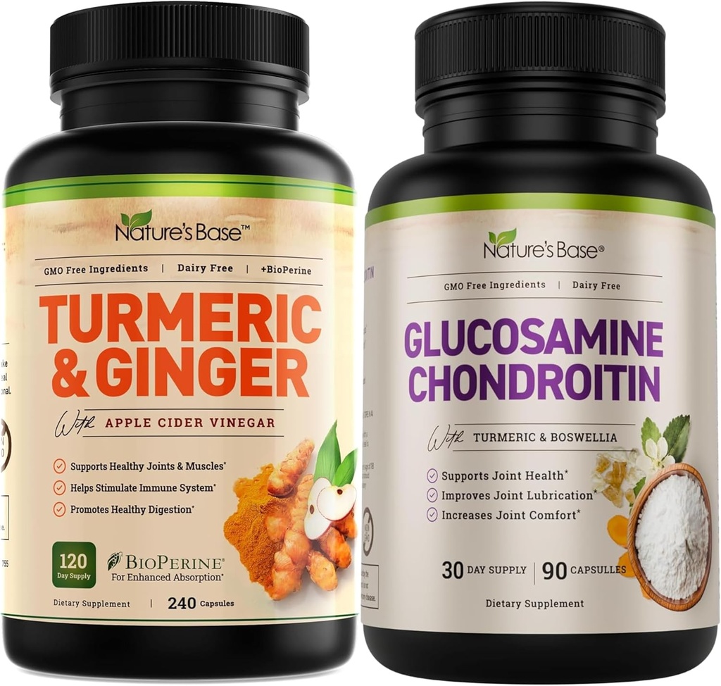 Base Nature Turcuma & Ginger 240 ct + Glucosamine Chondritine 90 ct