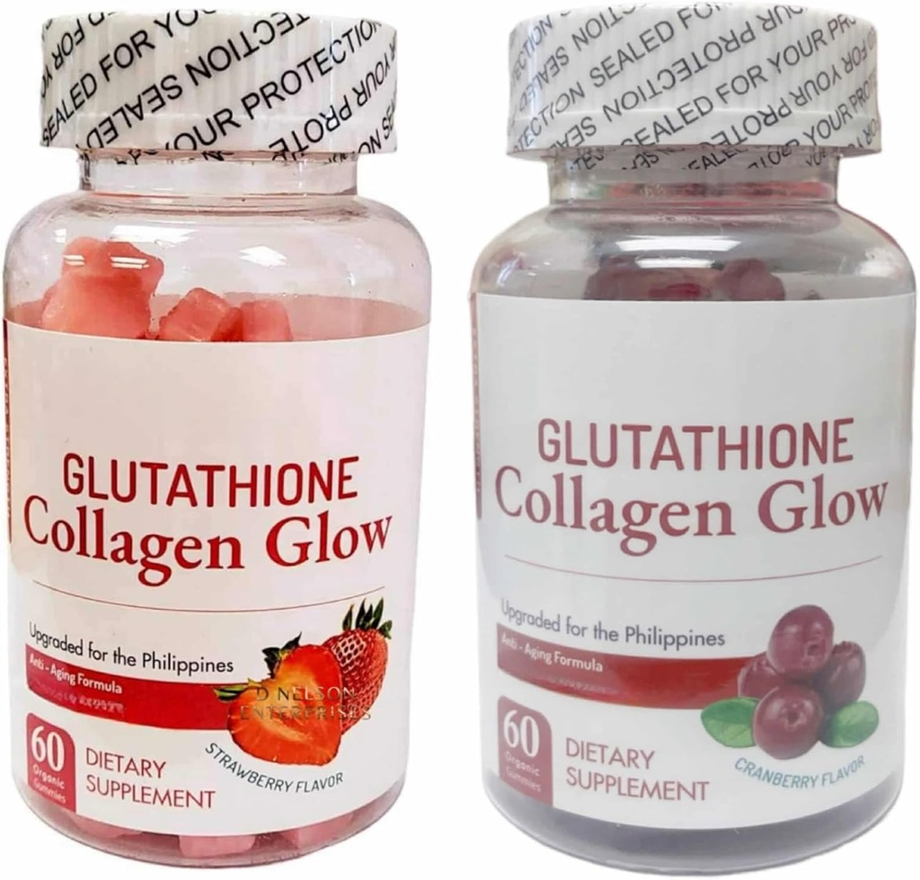 Generische Natur Glow Glutathione Collagen - Erdbeere & Cranberry Flavor Bundle, 60 Kaugummis