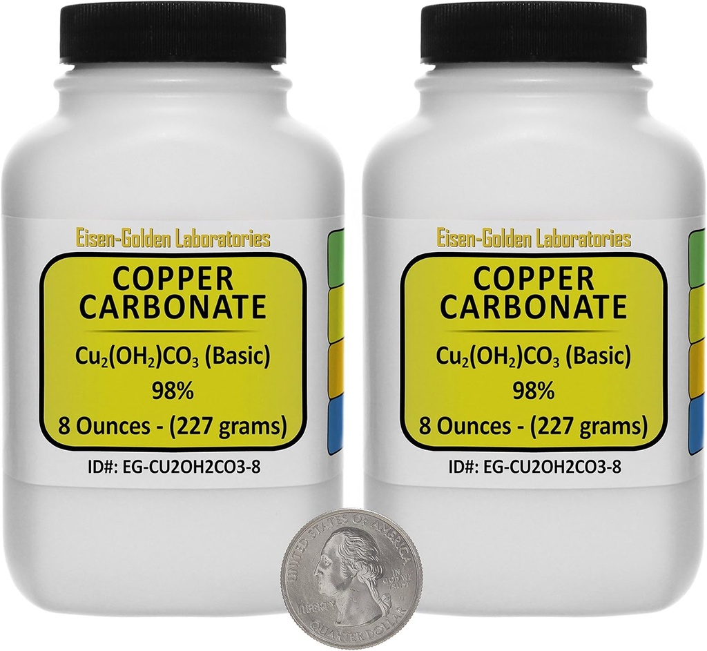 Kupfercarbonat [Cu2(OH) 2CO3] 98% AR Grade Powder 1 Lb in Zwei Space-Saver Flaschen USA