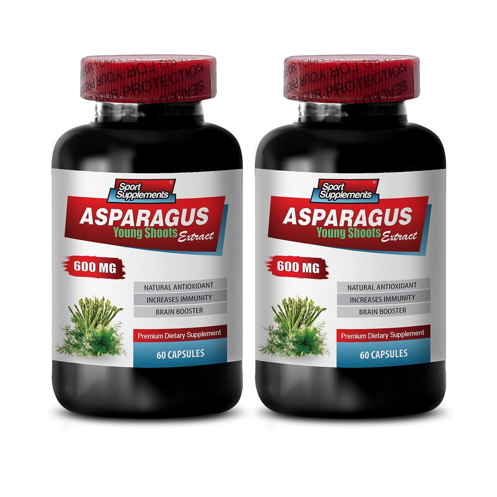 Diuretic Pills - Asparagus 600 MG - Young Shoots Extract - Premium Dietary Supplement - antioxidant Supplement for Skin - Asparagus Extract, antioxidant Supplement, Asparagus Pills - 2B 120 Capsules