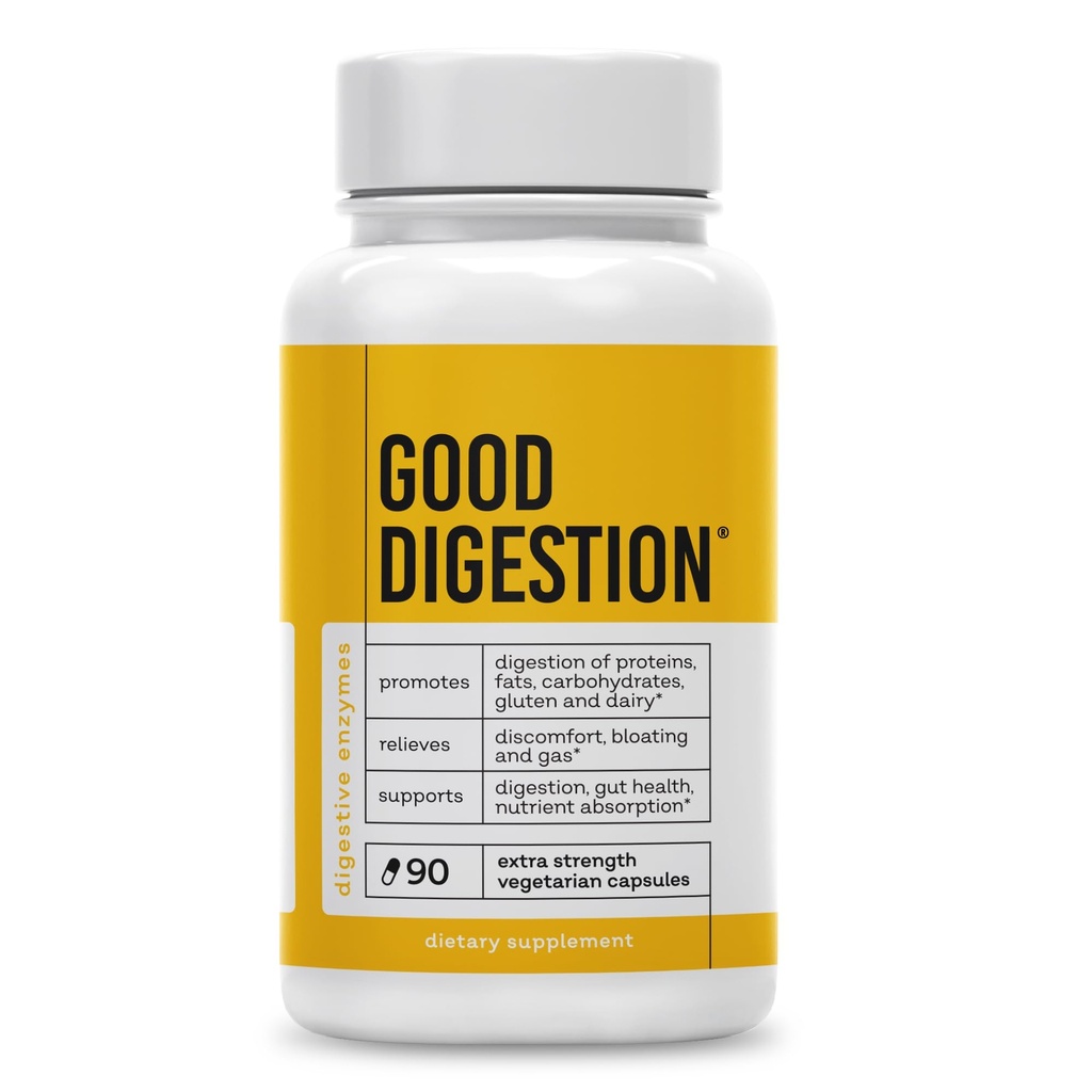Extra Strength Verdauungsenzyme | All-in-One Formel | Fast Bloating & Gas Relief | Verdauungsrelief für Carbs, Fett, Protein, Gluten, Dairy | Unterstützt Gut Health | 90 Kapseln