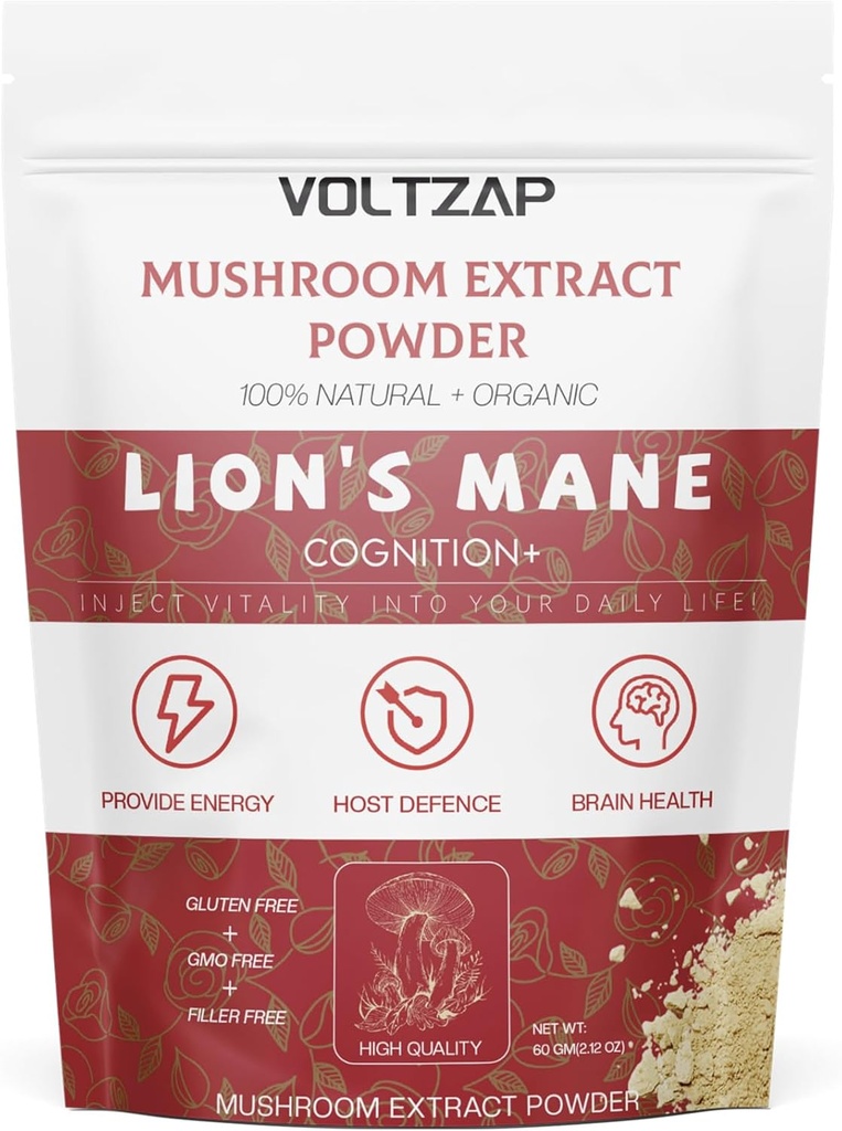 Lions Mane Powder Organic - Relaxation & Physical Defence - Lions Mane Supplement for Youthful Radiant Skin & Cognition - 2.12OZ(60 Servings)
