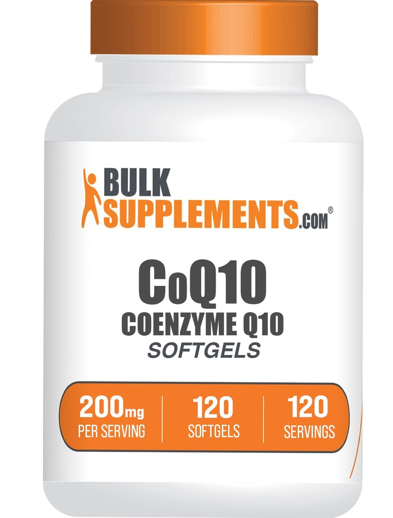 BulkSupplements.com CoQ10 200mg Softgels - für Herzgesundheit, Coenzym Q10 200mg Supplement, Glutenfrei, 1 Softgel pro Servierung, 120 Count (Pack von 1)