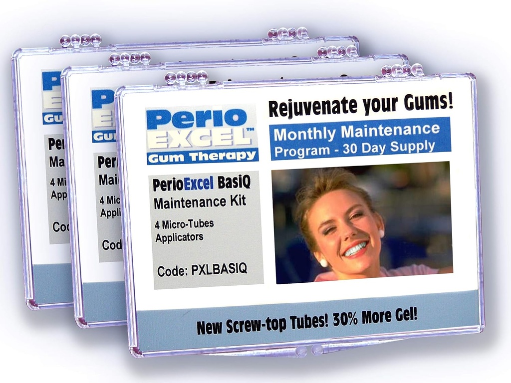 PerioEXCEL PXL Basic Tripack Gum Therapy Gel Kit mit CoQ10 Gum Gel, Kämpfe Blutung, Sensitive Gums für. Einzigartige Gum Care Kit für starke und gesunde Gums, 3-Monats-Versorgung