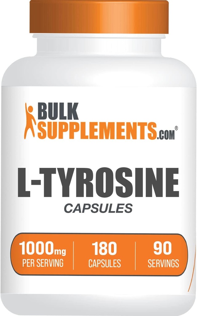 BulkSupplements.com L-Tyrosine 1000mg Kapseln - Tyrosin Ergänzung, Tyrosin Kapseln, Tyrosin 1000mg - Non-Essential Aminosäure Ergänzung, 2 Kapseln pro Portion, 180 Kapseln