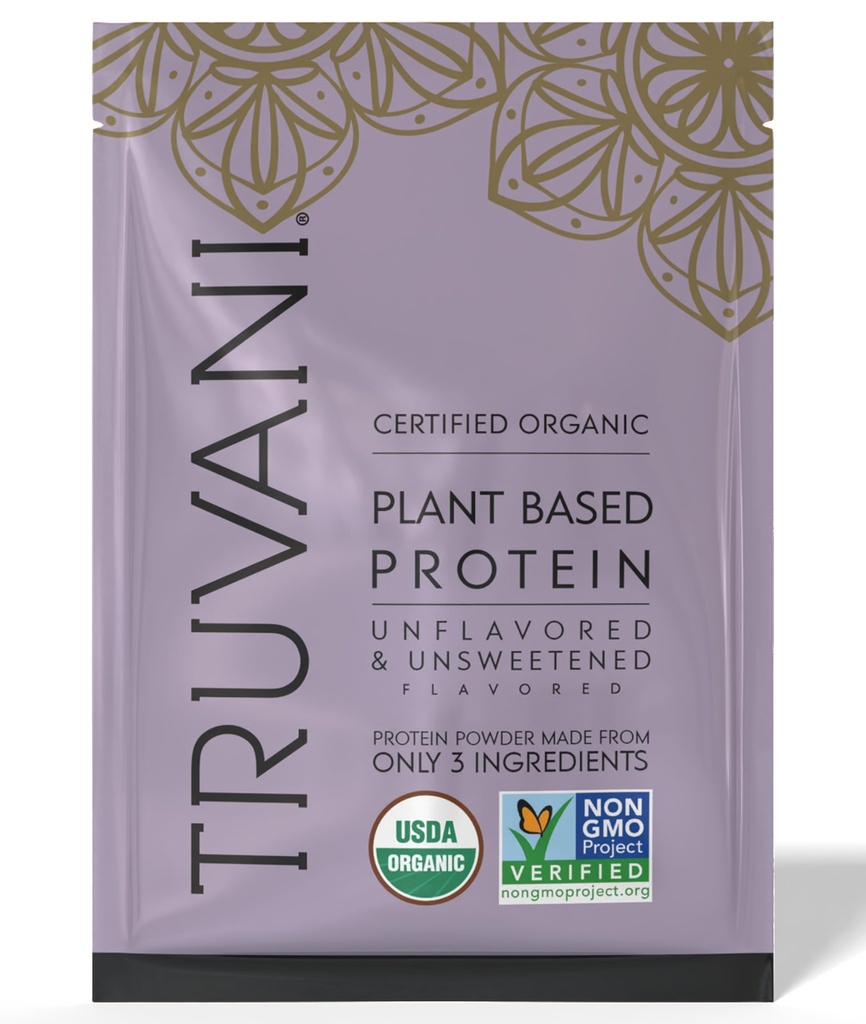 Truvani Vegan Pea Protein Pulver | Unflavored | 20g Organic Plant Based Protein | 1 Servieren | Keto | Gluten & Dairy Free | Low Carb | Kein Zucker hinzugefügt