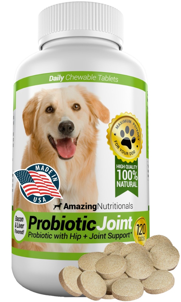 Erstaunliche Probiotika für Hunde eliminiert Durchfall und Gas mit Hip Joint Pain Relief, 120 Chews