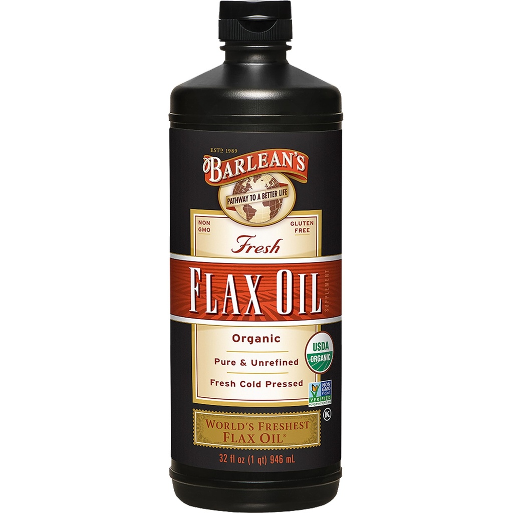Barlean's Organic Flaxseed Oil Liquid, Kalte Presse Flax Seeds, 7,640mg ALA Omega 3 Fatty Acid Supplement für Gelenk- und Herzgesundheit &amp; Gesunde Verdauung, 32 oz