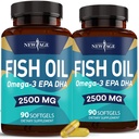 NOUVELLE AGE Omega 3 Huile de poisson 2500mg Supplément Non OGM - EPA, DHA Acides gras Sans gluten (180 Softgels (paquet de 2))