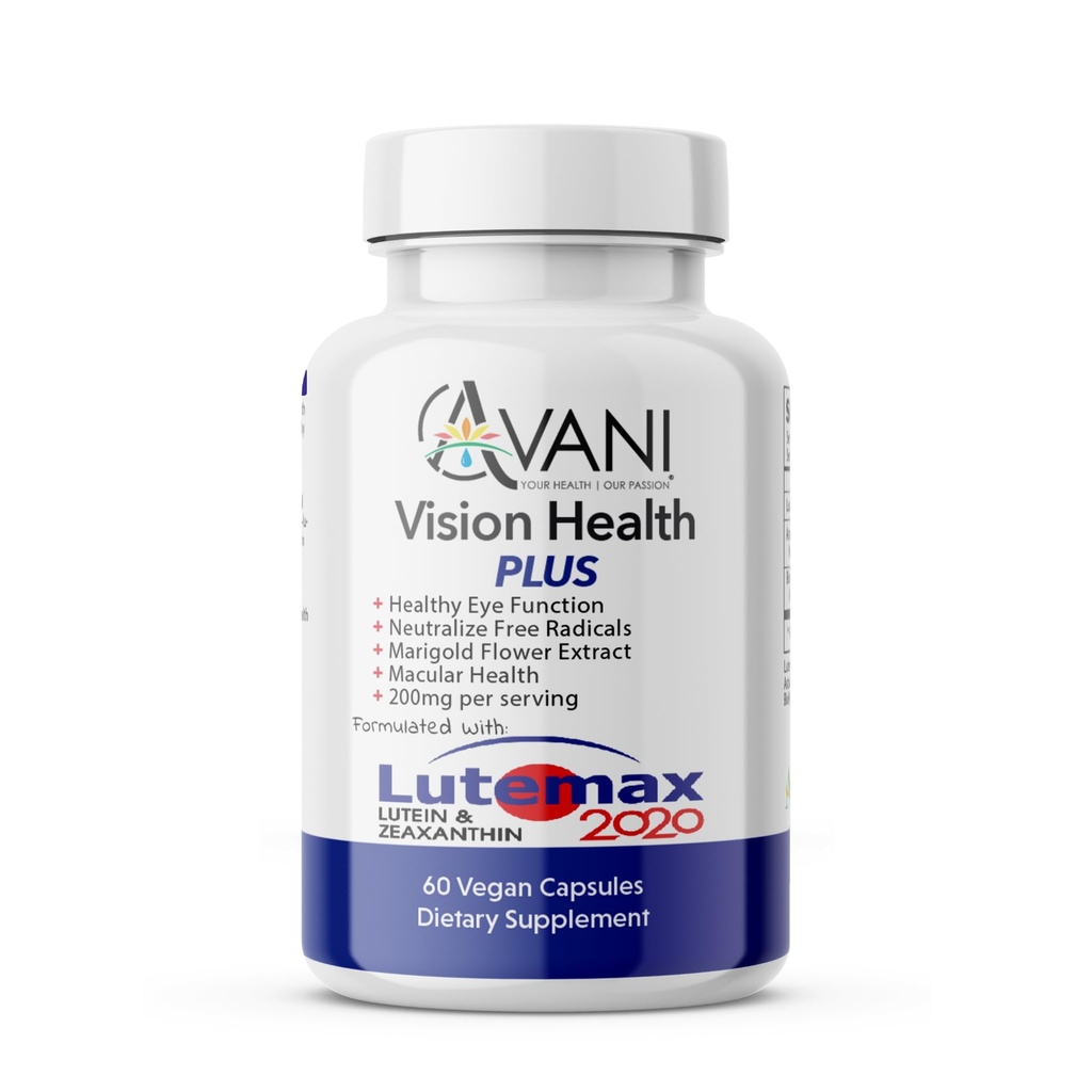 Avani Vision Health Plus Augengesundheit Made mit Lutemax 2020 20mg Lutein 4mg Zeaxanthin