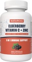 5 en 1 Supplément de soutien aux Immunes Elderberry, Supplément quotidien aux antioxydants pour adultes, Supplément aux Immunes Elderberry 1000 mg, Vitamine C, Zinc, Echinacea, Ginger, 300 Capsules Vegan - 5 Mois