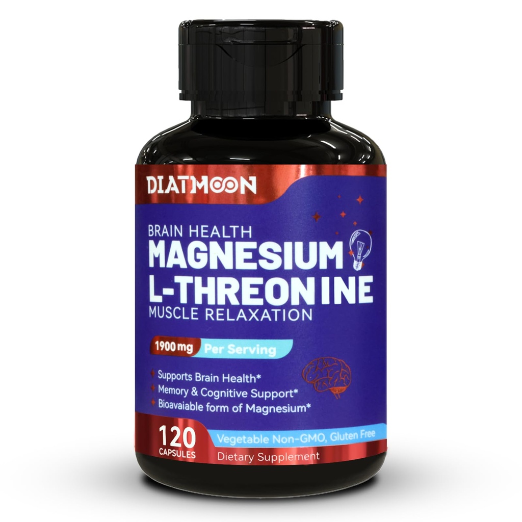Capsules de magnésium L-Thréonine, supplément de magnésium Thréonine, 1900mg Magnésium L-Thréonine, non OGM, sans gluten - 120 gélules