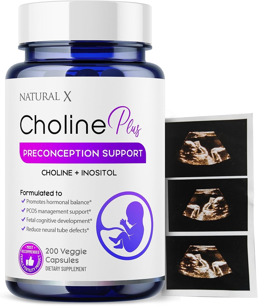 Choline und Inositol Preconception Vitamine für Frauen - Fertility Blend Supplement, unterstützt gesunde Schwangerschaft und Baby kognitive Entwicklung, verbesserte Eierqualität, Hormon Balance (200 Kapseln)