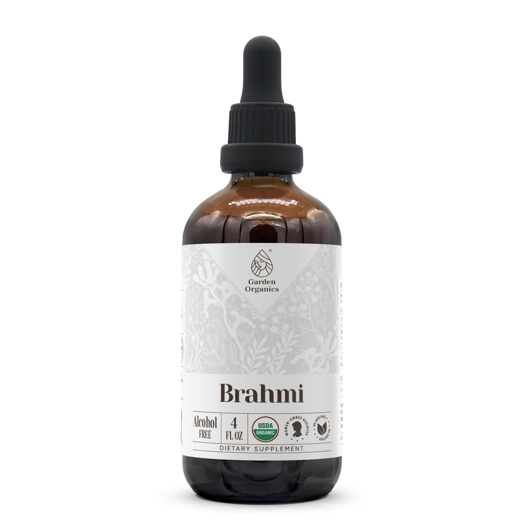Brahmi USDA Organic | Alkoholfreier Extrakt, Bio Kräutertropfen, Beilage | Tinkture Herb 4 oz