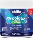 Probiotics for Dogs 160 Chews 12 oz – Unterstützt Gut & Verdauung Gesundheit, Immunsystem, Upset Stomach & Gas, Stoffwechsel, Verstopfung, Durchfall & Loose Hocker, Itchy Haut und Ohren & Allergien