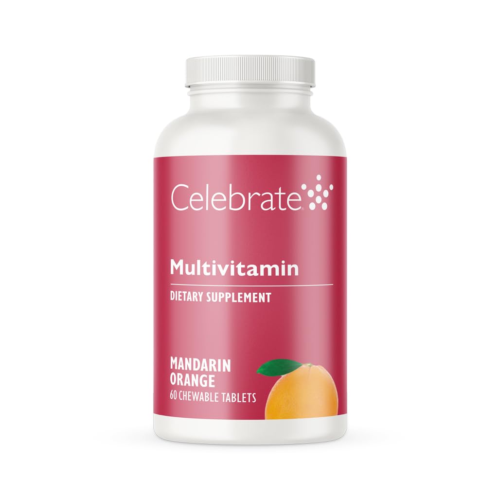 Célébrez les vitamines bariatriques multivitamines à croquer, sans fer - Supplément de gastrectomie pour hommes et femmes - Minéraux essentiels et vitamine A, B, D et E - Orange (60 comprimés)