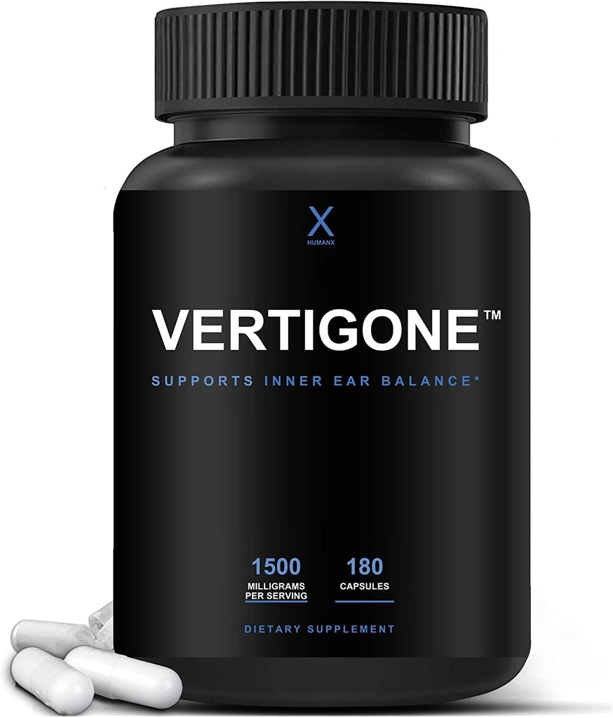 HUMANX VertiGone - Relief Vertigo - Ingrédients testés dans le temps - Ancien complément naturel d'équilibre de l'oreille - Soulage les étourdissements, les nausées, le spinning et les sensations de déplacement - Non OGM - Pilules d'aide au vertige