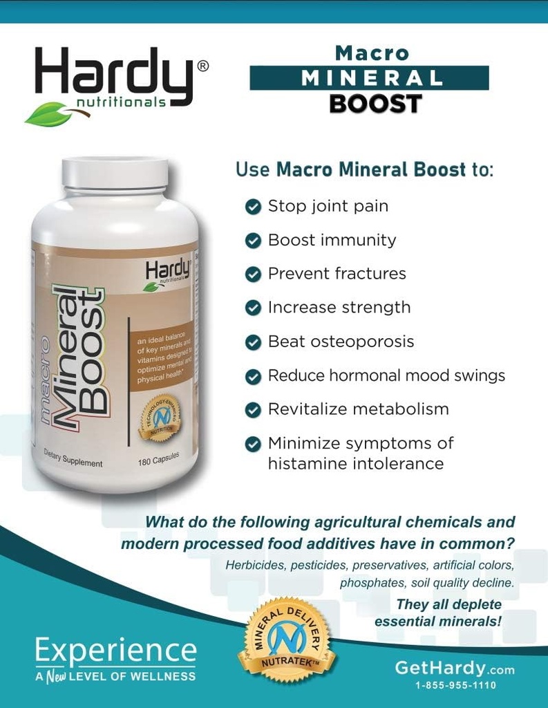 Macro Mineral Boost - Hohe Intensität Kalziumergänzung für Knochen und Zähne Gesundheit mit Vitamin C, D, K, Kalzium, Phosphor und Magnesium, Ultra absorbierbar