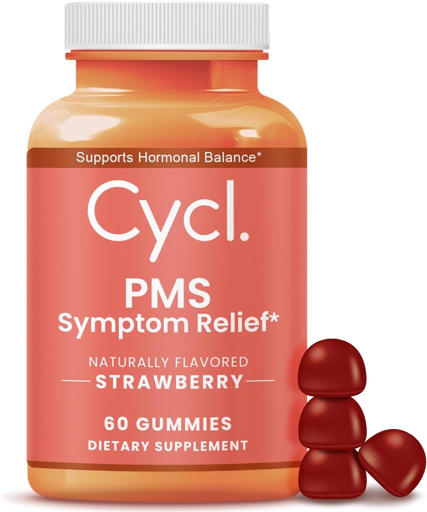 PMS Support Gummies for Women - Supplément Chasteberry pour l'équilibre hormonal et le soulagement des crampes menstruelles - 60 Compte