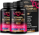 Vitamin B-Komplex für Männer und Frauen - Made in USA - 11-in-1 B-Komplex: B1, B2, B3, B5, B6, B7, B8, B9, B12 mit Vitamin C, Choline, Inositol - Energie, Gehirn & Herz-Unterstützungsergänzung - Paket von 2