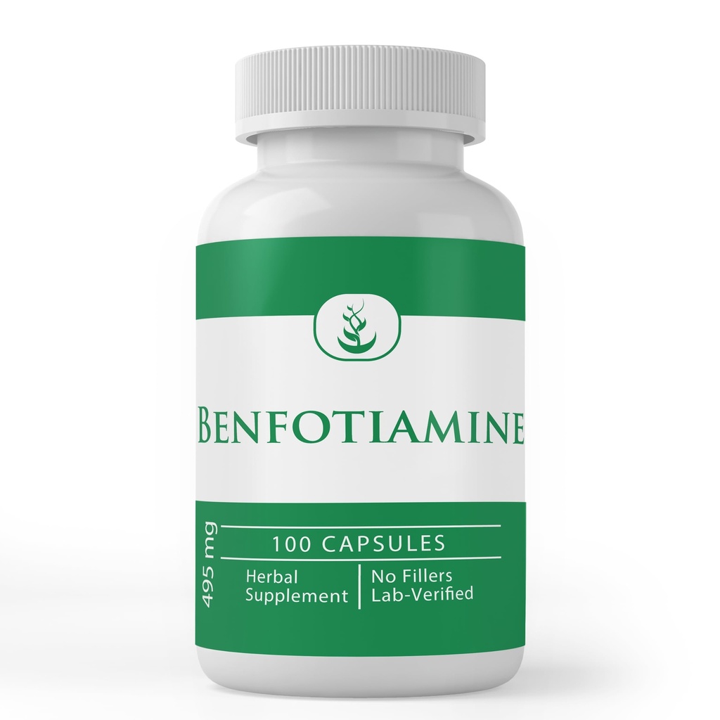 INGRÉDIENTS ORIGINAUX DE PURE Benfotiamine (100 gélules) Toujours pur, sans additifs ou remplisseurs, laboratoire vérifié
