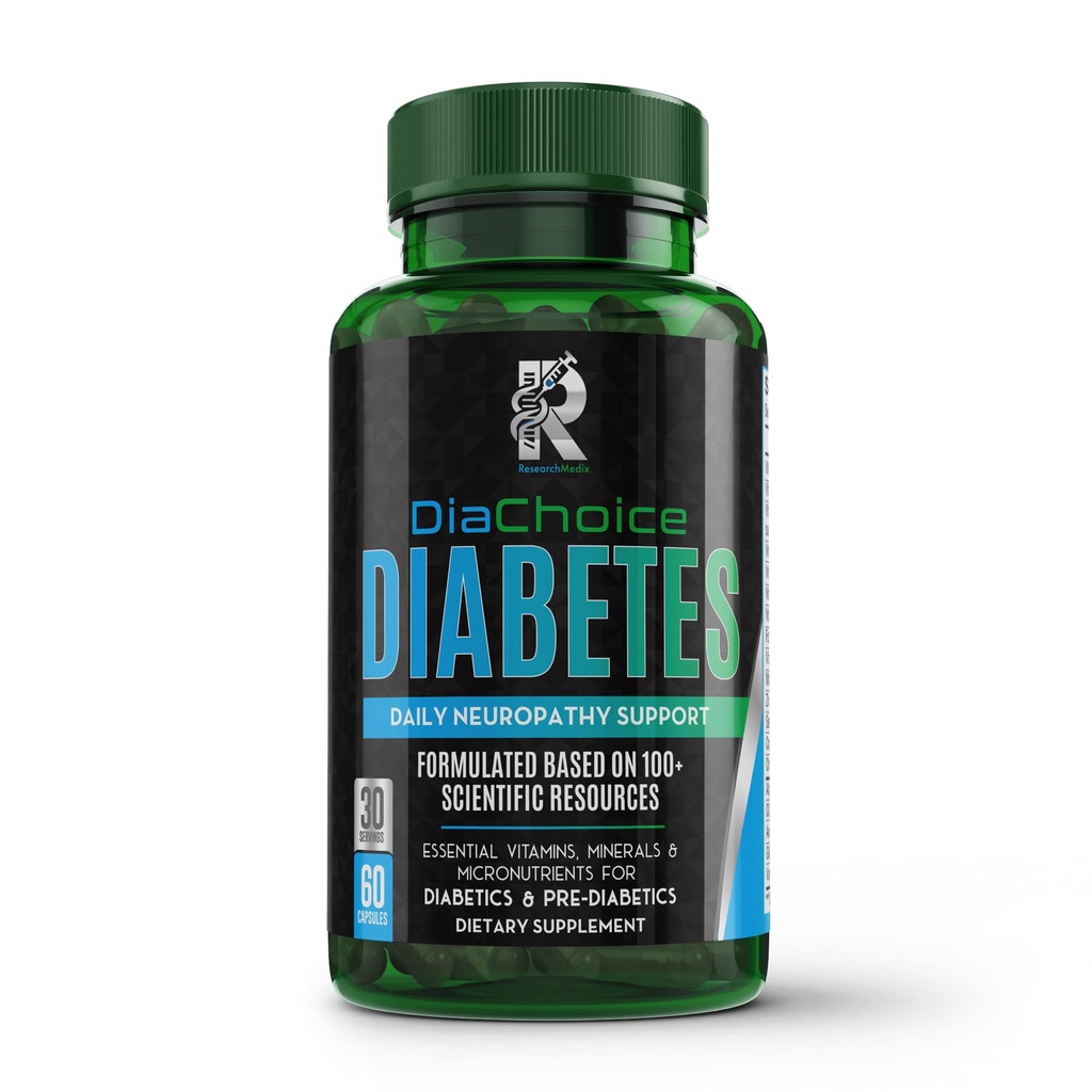 Soutien de la neuropathie DiaChoice avec l'acide alpha lipoïque 600 mg, pour renforcer la santé des nerfs et soutenir la fonction nerveuse saine, ALA, Co Q10, Magnésium, zinc, vitamines B12, B9, B6, B3, B2, B1, D, C, E et 5 autres