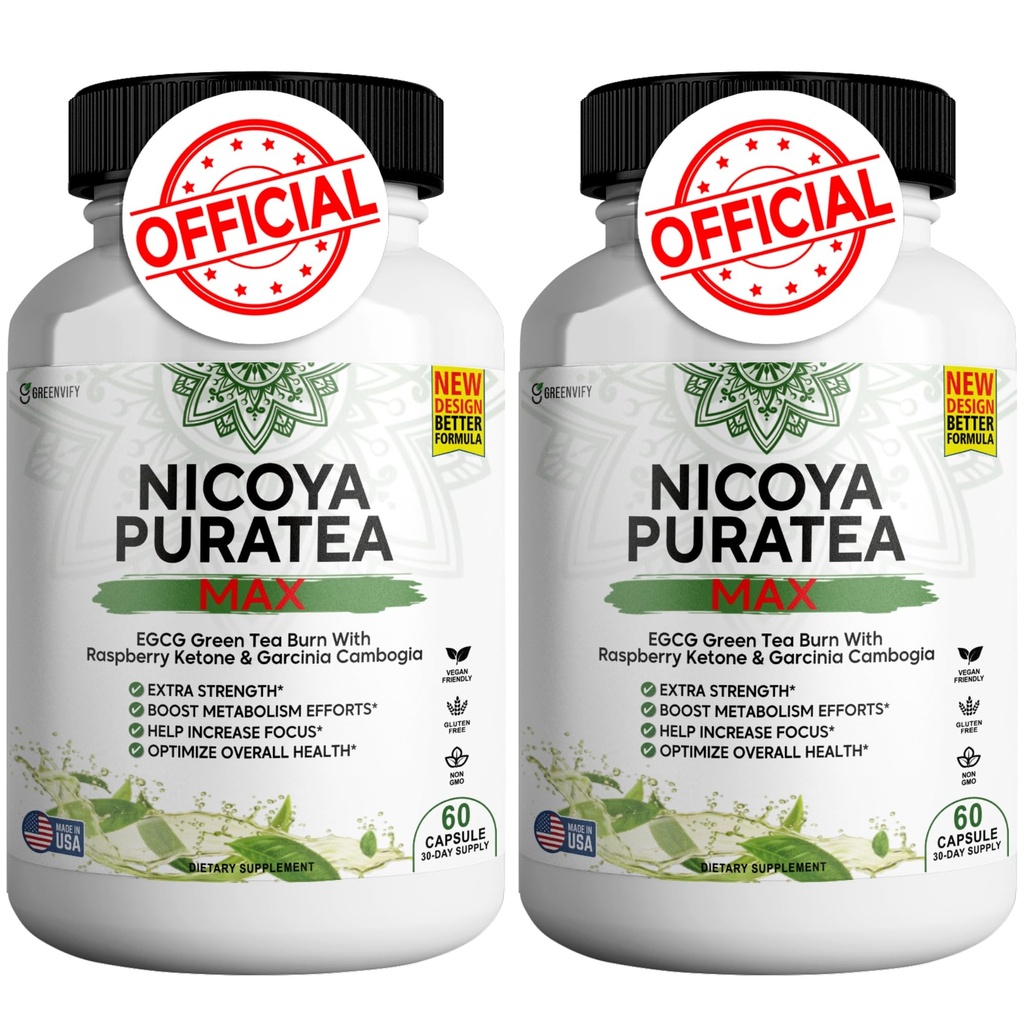 Nicoya PuraTea Max Green Tea Extract & Green Coffee Bean für Stoffwechselunterstützung, Natürliche Energie Boost, Antioxidant-Rich Supplement – 120 Kapseln