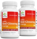 Terry naturellement HRG80 Red Ginseng Energy - Soutenir l'énergie saine & Focus - Supplément à base de plantes avec poudre de racine coréenne de ginseng rouge - Comprimés pour aider à l'endurance saine - 30 comprimés à croquer (paquet de 2)
