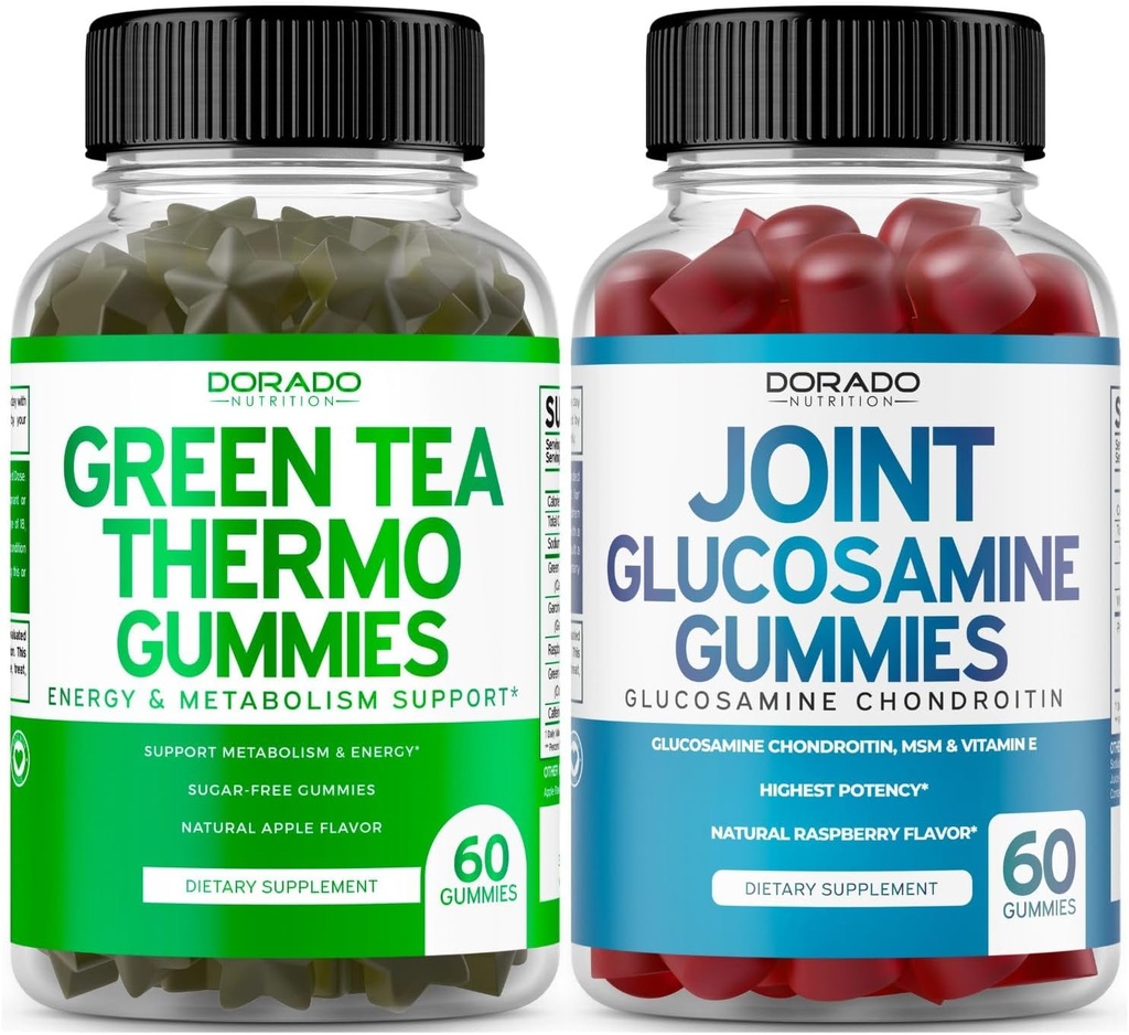 Green Tea Fat Burner Weight Loss (60 Gummis) Appetite Suppressant Weight Loss Supplement für Männer und Frauen und Glucosamine Chondroitin Joint Supplement (60 Count) Joint Supplements für Erwachsene