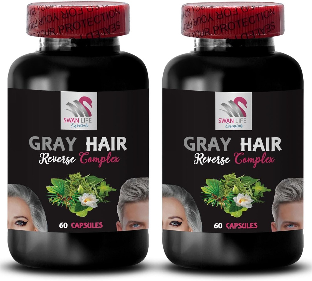 Sting Nettle Root - cheveux gris inversés - rajeunissement des cheveux, cheveux jeunes, pigmentation des cheveux, amélioration de la couleur, Revive Couleur naturelle, restauration des cheveux, Brilliance capillaire 2 bouteilles 120 capsules
