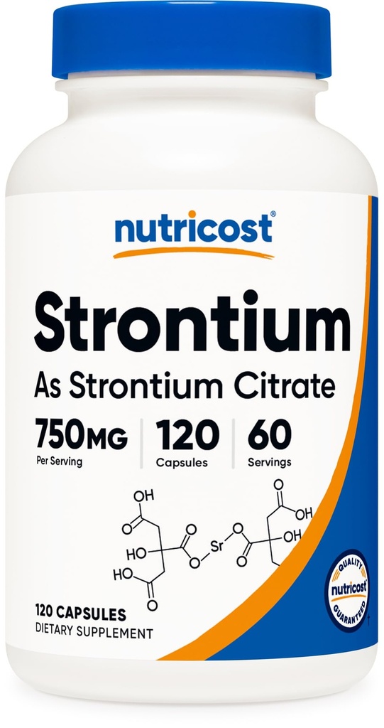 Nutricost Strontium Kapseln 750mg, 120 Kapseln - Vegetarisch, Non-GMO, Glutenfrei