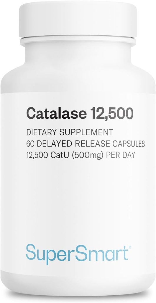 Supersmart - Catalase 500mg pro Tag (12500 CatU) - Natürliches Enzym - Anti-Grau-Haar-Ergänzung | Non-GMO & Glutenfrei - 60 Delayed Release Capsules