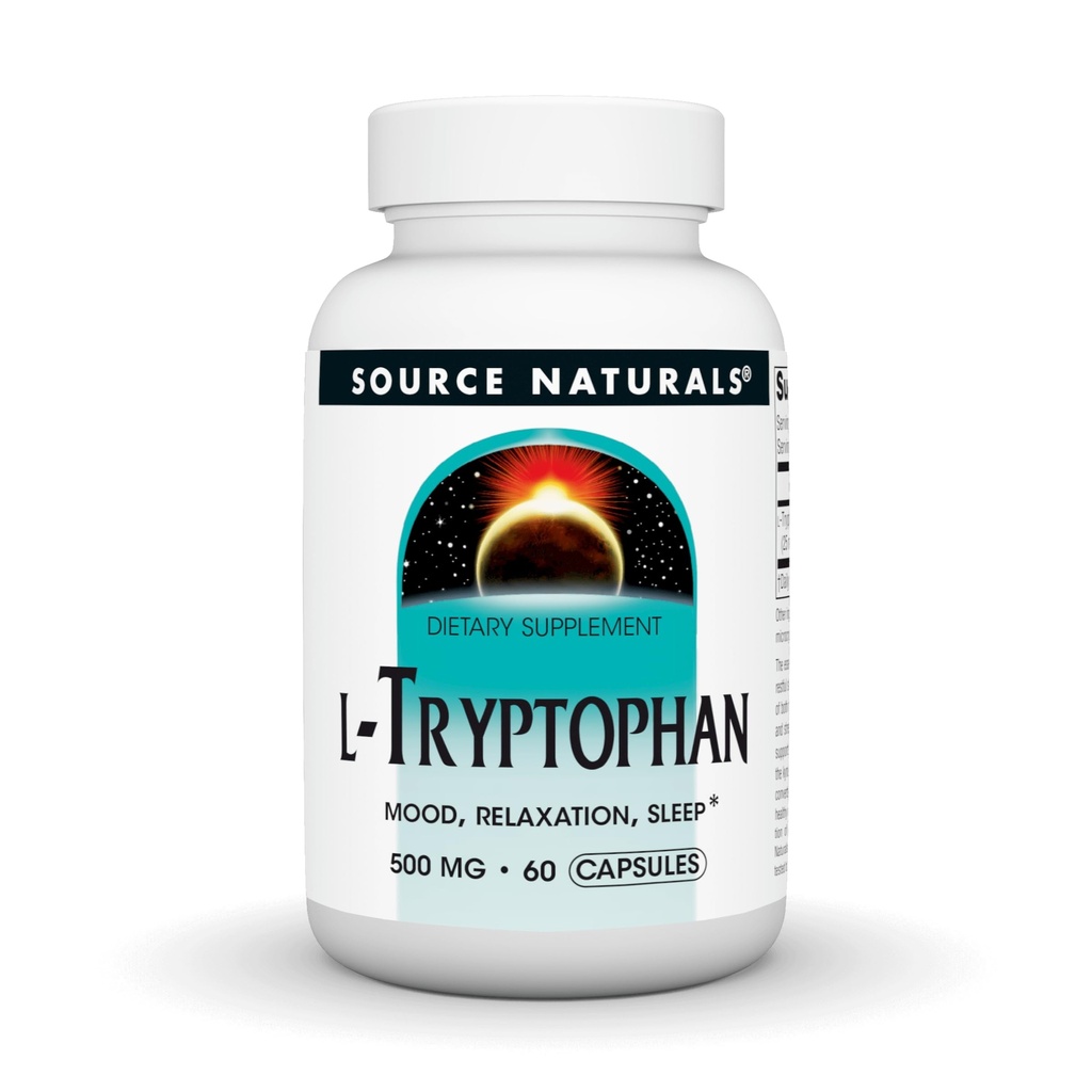 Source Naturals L-Tryptophane, pour l'humeur, la relaxation et le sommeil*, 500mg - 60 Capsules