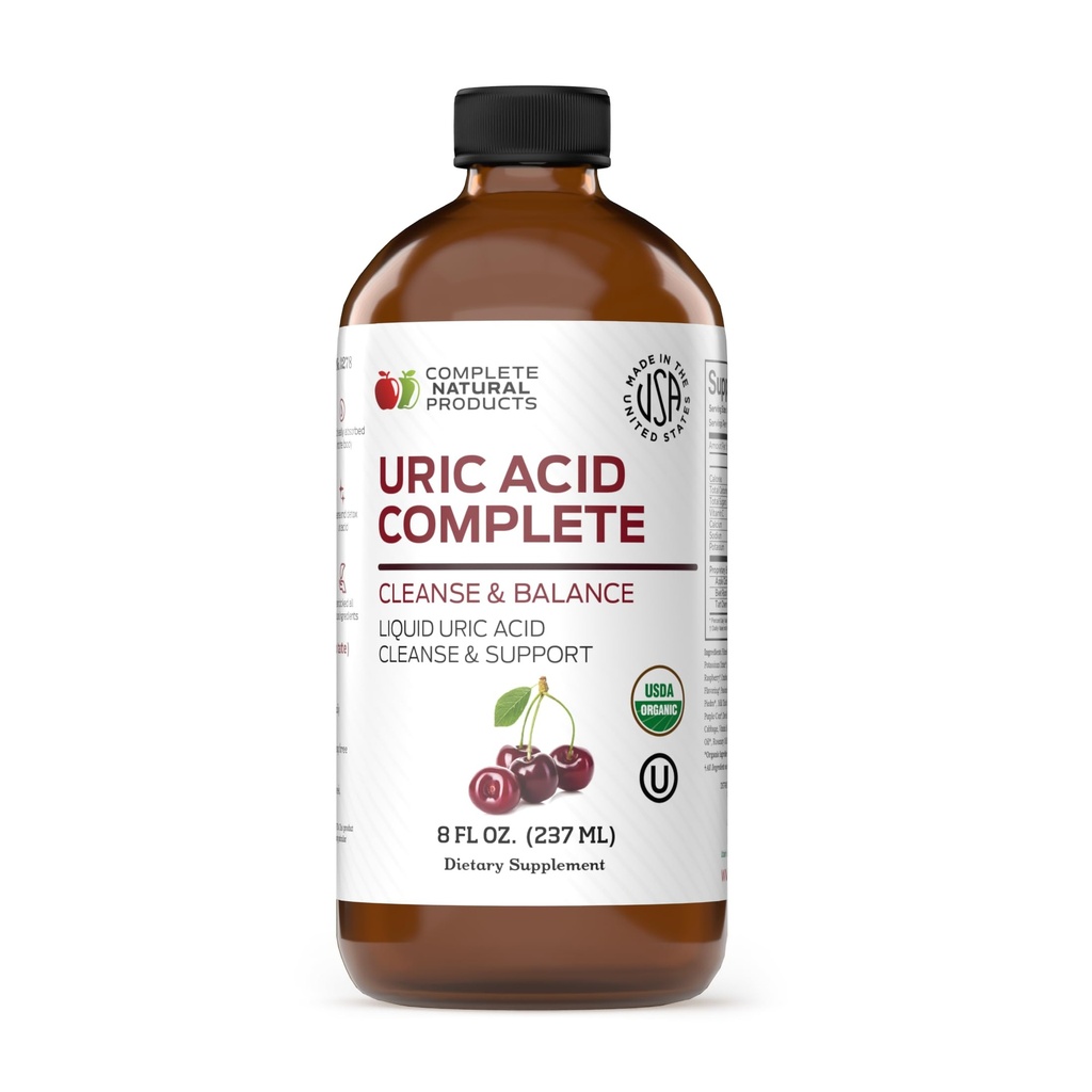 Complete Natural Products Uric Acid Complete - 8oz Liquid Supplement to Support Uric Acid Cleanse, Kidney Health & Circulation with Apple Cider Vinegar, Tart Cherry, & Beet Root.