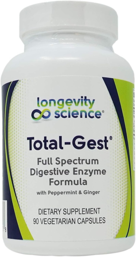 Longévité Science: Gest total enzymatique digestive formule 90 Capsules végétariennes