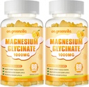 Glycinat de magnésium Gommies 1000mg - Supplément de potassium de magnésium sans sucre avec vitamine D, B6, CoQ10 pour l'humeur calme et le soutien du sommeil - 120 Gommies orange 2 Pack