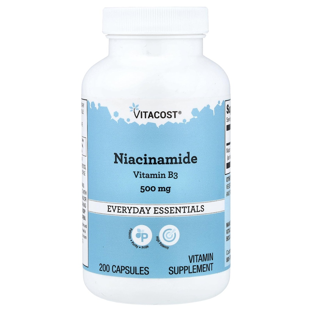 Vitacost Niacinamid (Vitamin B-3) - No Flush Niacin - 500 mg - 200 Kapseln