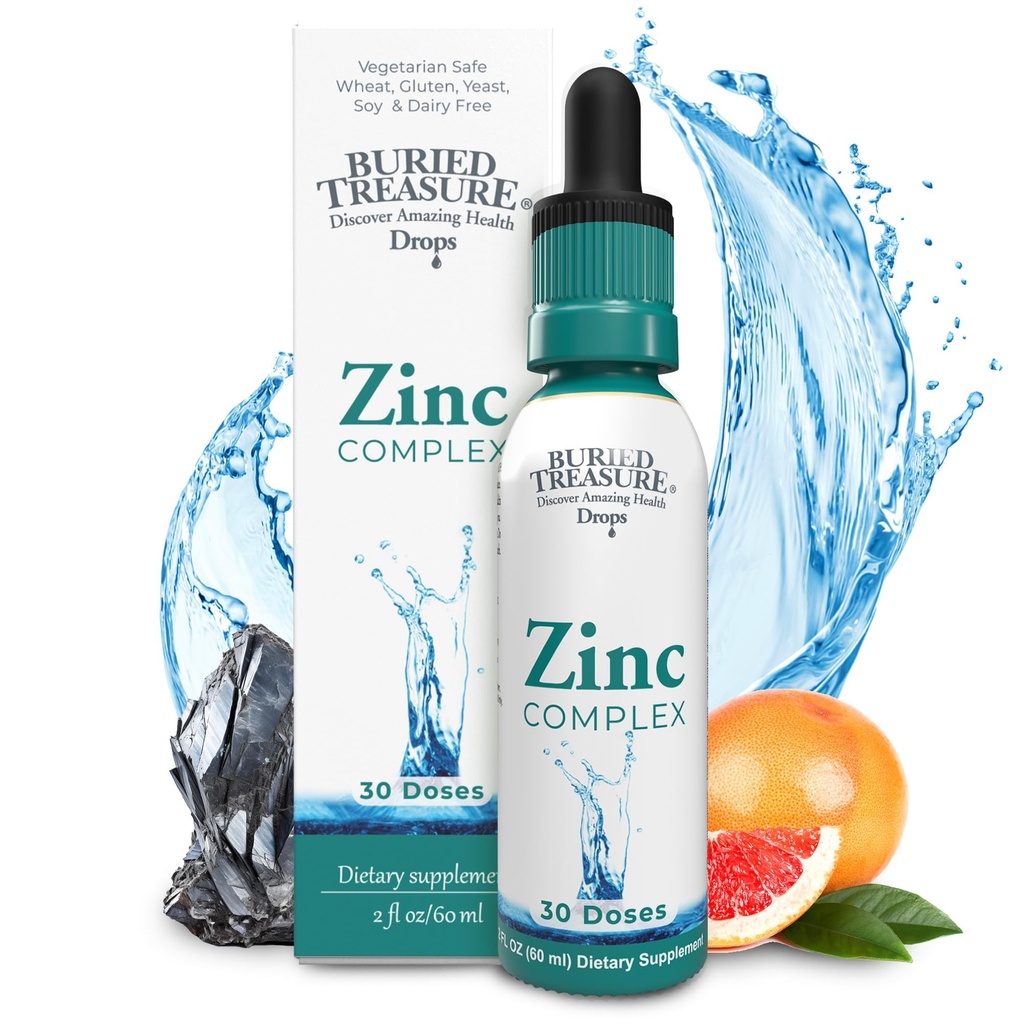 Treasure enterré Zinc - 30 portions, 2 fl oz, supplément de Zinc Ionique efficace et biodisponible