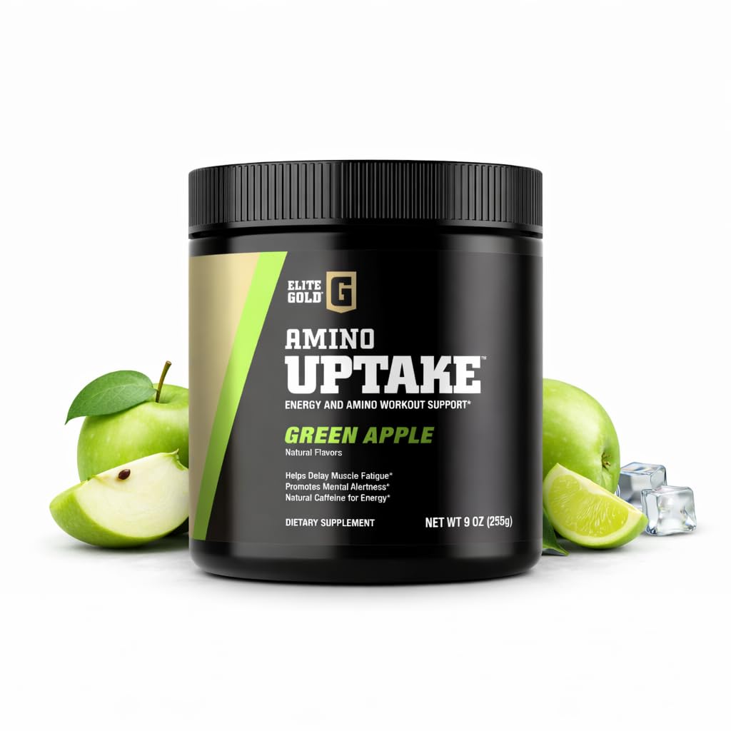 Elite GolElite Gold Amino Aufnahme, Grüne Apfel, Aminosäure Ergänzung, Energie erhöhen, Unterstützung Muskel Erholung, Beta Alanine, L Citrulline, (30 Portionen)