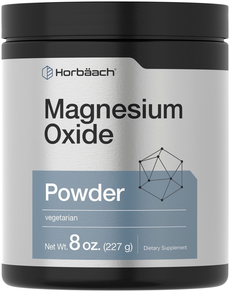 Poudre d'oxyde de magnésium d'Hobbäach de 400mg de 8 onces (227 g) de légumes, sans OGM et sans gluten