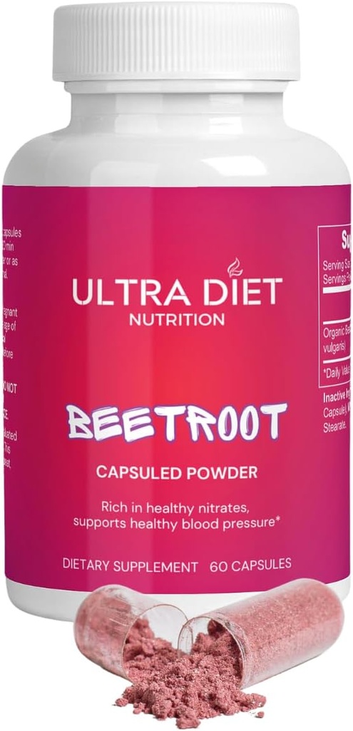 Organic Beetroot Capsules, 1300mg, Nitric Oxid, 100% natürlich, Non-GMO, 60 Kapseln