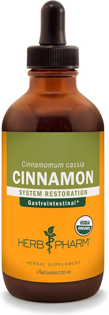 Extrait liquide de cannelle biologique certifié Herb Pharm pour support cardio-vasculaire et circulatoire - 4 Once