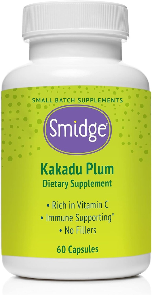 Smidge® Kakadu Plum Capsules, 60 ct. Pure, Non-GMO Vitamin C von Australian Kakadu Plum. Keine Füllstoffe, keine Ascorbinsäure