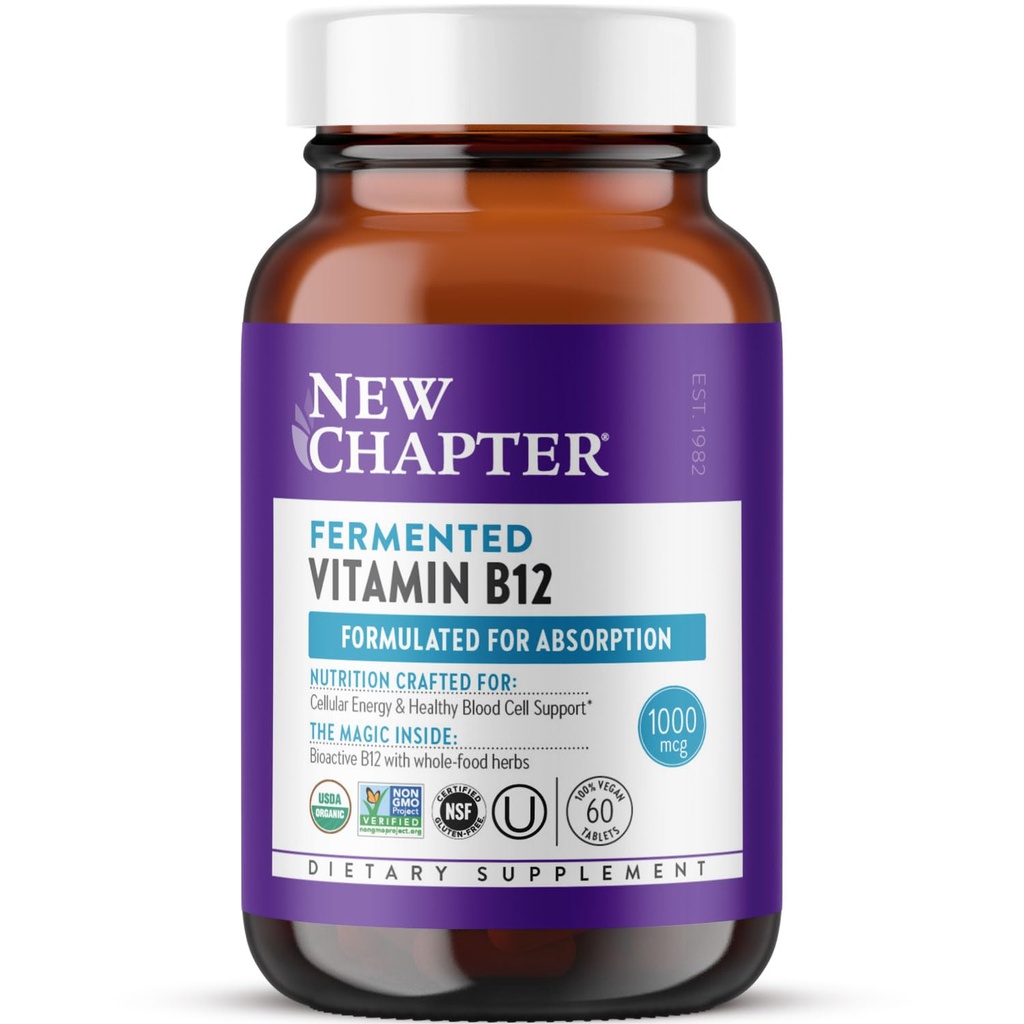 Neues Kapitel gefruchtetes Vitamin B12 1.000 mcg, USDA Organic, ONE Täglich für Cellular Energy + Gesunde Blutzellen, zertifiziertes Vegan, Glutenfrei - 60 Count